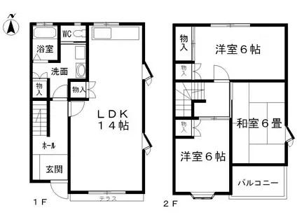 ライズコート檀田2番館(3LDK/1階)の間取り写真