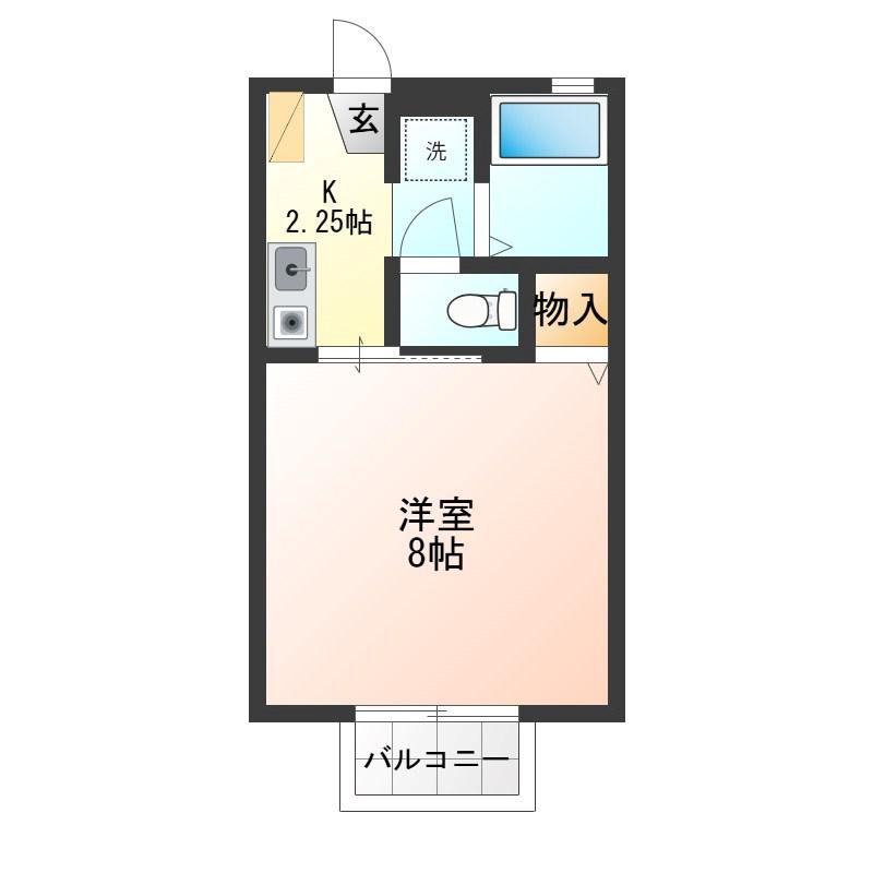 シャトーグランドハイムA(1K/2階)の間取り写真