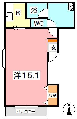 コートダジュールB(1K/1階)の間取り写真