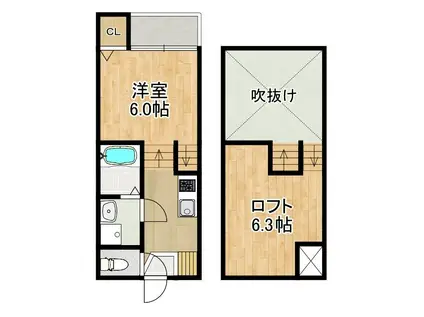 MODERN PALAZZO多良見IC(1SK/2階)の間取り写真
