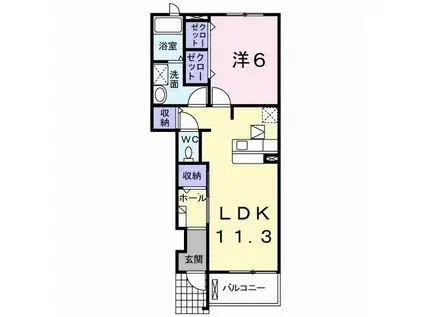 グランツB(1LDK/1階)の間取り写真