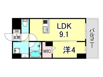 アクエルド明石西(1LDK/6階)の間取り写真