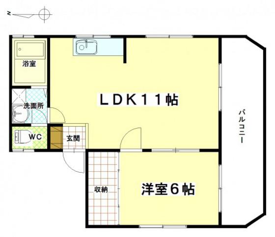 TKビル(1LDK/4階)の間取り写真
