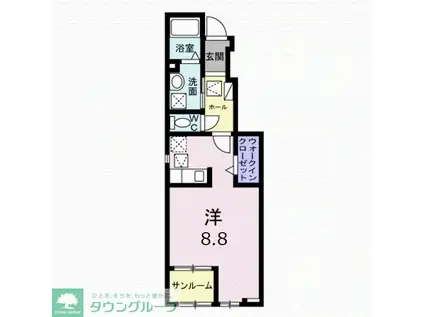 フォレストハイム(ワンルーム/2階)の間取り写真