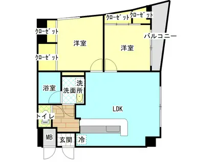 オールセインツ(2LDK/11階)の間取り写真