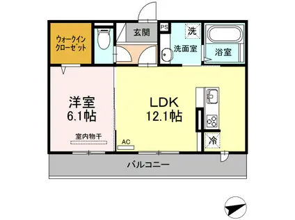 ジュアン寺家(1LDK/1階)の間取り写真