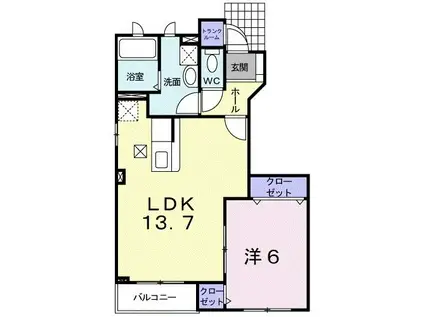 マーベラスコート壱番館(1LDK/1階)の間取り写真
