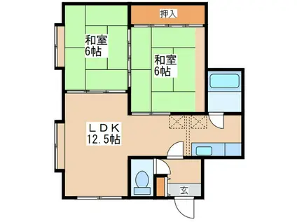 ゆたかハイツ(2LDK/2階)の間取り写真