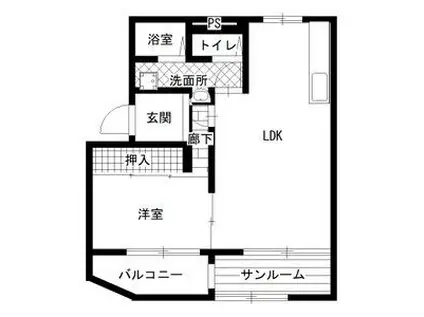 レジデンス蓮池(1LDK/1階)の間取り写真