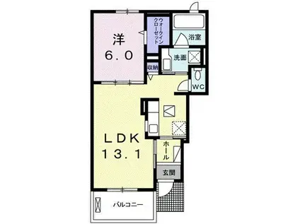 ロジエ II(1LDK/1階)の間取り写真