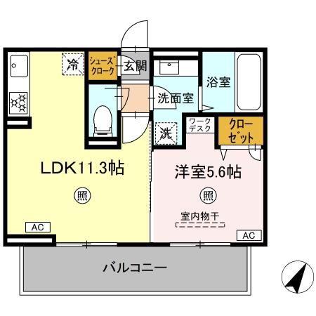 パルフェリーチェ(1LDK/2階)の間取り写真