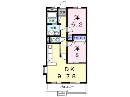 クレセールヴァンブ(2LDK/1階)の間取り写真