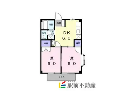 迫間ラッキーハイツI(2DK/1階)の間取り写真