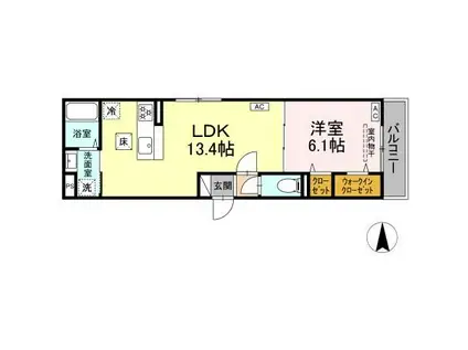 セレスティア扇V(1LDK/1階)の間取り写真