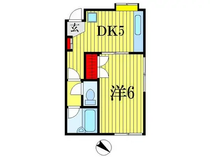 ウッドビレッジ弁天町(1DK/1階)の間取り写真