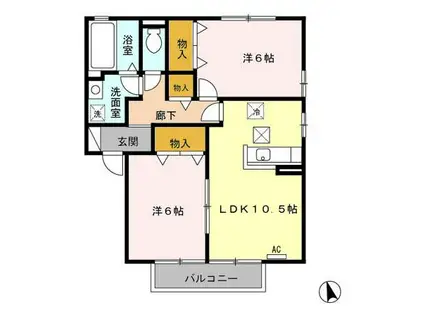 WISTERIA B(2LDK/1階)の間取り写真