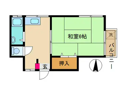 ニュープリンス(1K/2階)の間取り写真