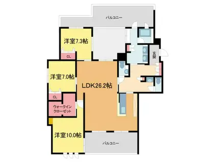 メゾン御影郡家之杜(3LDK/3階)の間取り写真