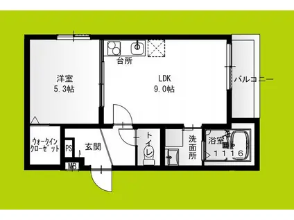 フジパレス松ノ浜(1LDK/3階)の間取り写真