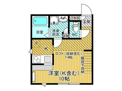 PURIMAホワイトレーベル(ワンルーム/2階)の間取り写真