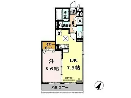 パークハイム参番館(1LDK/1階)の間取り写真
