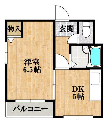 ラッシュプレミア松原(1DK/4階)の間取り写真