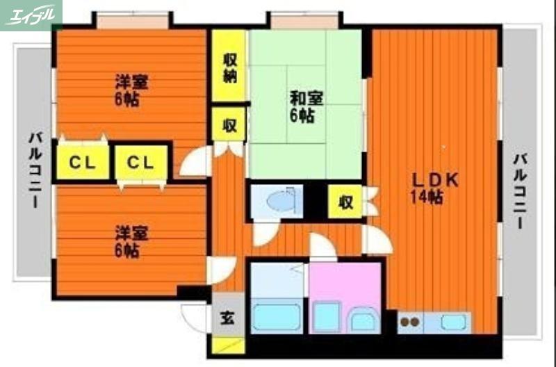 リーブロイヤル(3LDK/1階)の間取り写真
