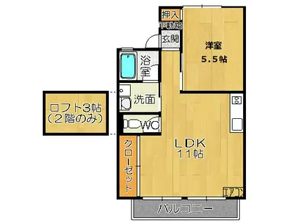 カーサ・コイーバ(1LDK/1階)の間取り写真