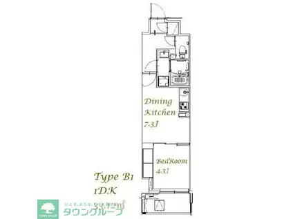 スプランディッド西日暮里(1DK/9階)の間取り写真