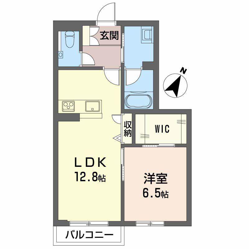 カーサグラス エステ(1LDK/1階)の間取り写真
