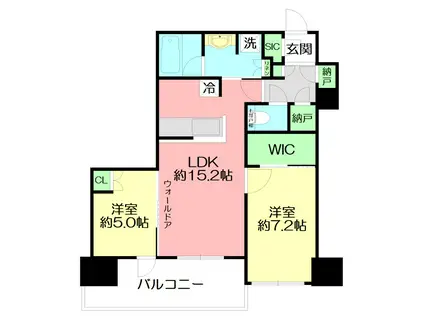 THE TOWER 湘南辻堂(2LDK/18階)の間取り写真