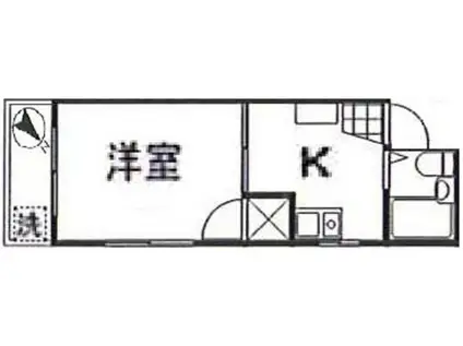 サンライズ三宅 B棟(1K/2階)の間取り写真