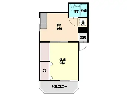 スカイハイツIII(1DK/4階)の間取り写真