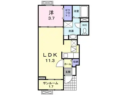 カレント・スクエア(1LDK/1階)の間取り写真