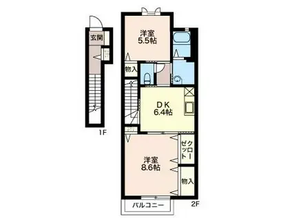 セピアコートJ(2DK/2階)の間取り写真