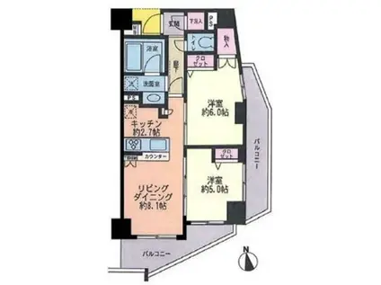 アーク金町レジデンス(2LDK/5階)の間取り写真