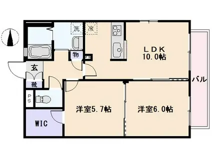 モリエール(2LDK/2階)の間取り写真
