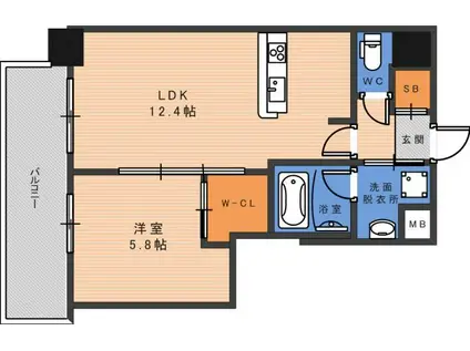 ブループラス針中野(1LDK/2階)の間取り写真