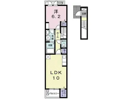 メゾンもてな(1LDK/2階)の間取り写真