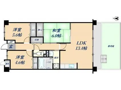 コンフォール東花園(3LDK/3階)の間取り写真