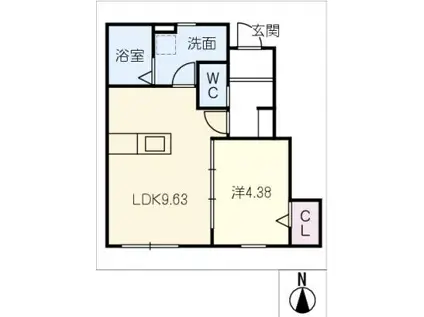 リーブルファイン三井北町(1LDK/1階)の間取り写真