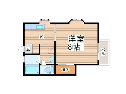 パレス中村(1K/1階)の間取り写真