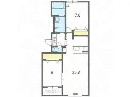 ラ・メゾン・ドゥースII(2LDK/3階)の間取り写真