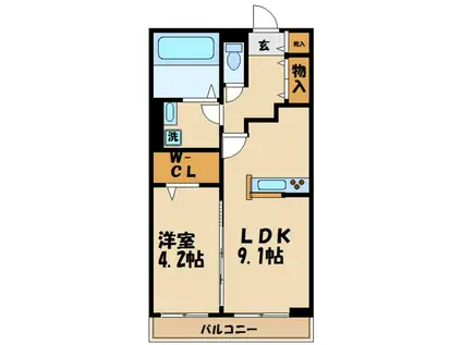 クレール花水木(1LDK/2階)の間取り写真