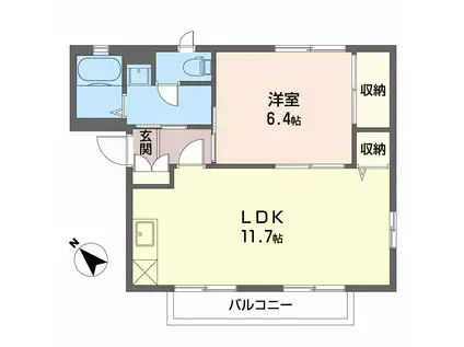 ヒルヴィレッジ(1LDK/2階)の間取り写真