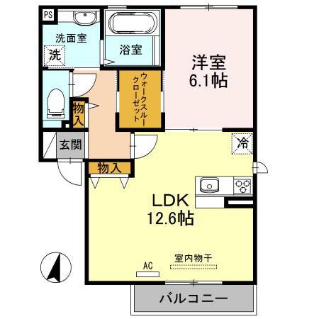 ラフィーネ徳庵(1LDK/1階)の間取り写真