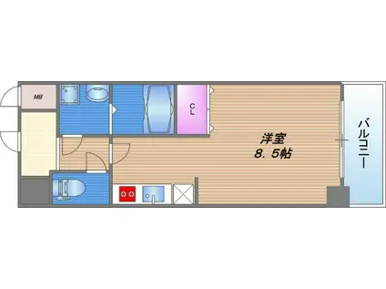 エストゥルースプラスサウス大阪(ワンルーム/8階)の間取り写真