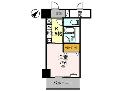 サンタウン竹鼻A棟(1K/2階)の間取り写真