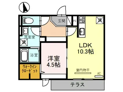 コンフォート瓜破II(1LDK/1階)の間取り写真