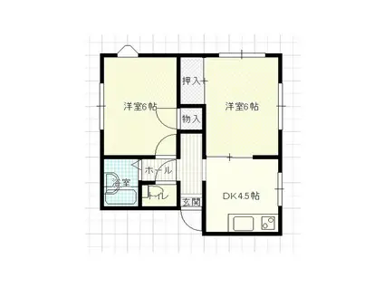 ハイツポピーB(2DK/1階)の間取り写真